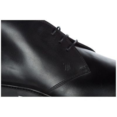 Shop Tod's Men's Leather Desert Boots Lace Up Ankle Boots In Black