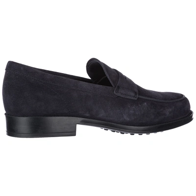 Shop Tod's Men's Suede Loafers Moccasins Gomma Classico In Blue