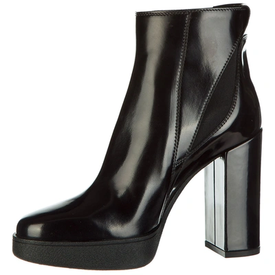 Shop Tod's Women's Leather Heel'ankle Boots Booties In Black