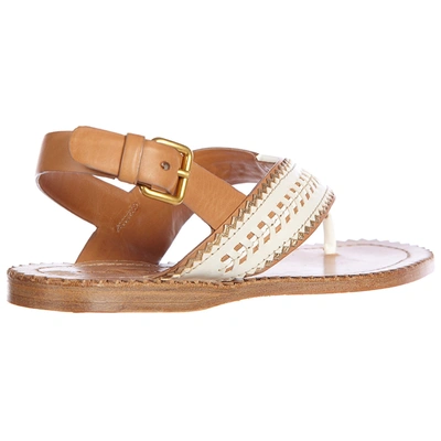 Shop Car Shoe Women's Leather Flip Flops Sandals Nature In White