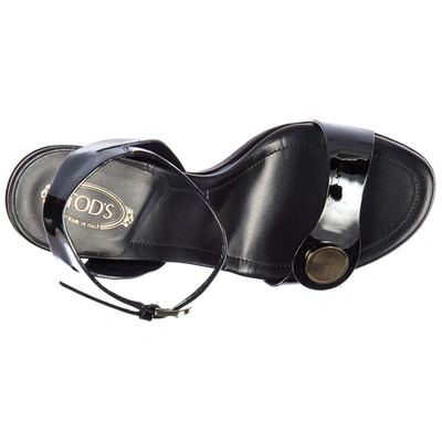 Shop Tod's Women's Leather Heel Sandals In Black
