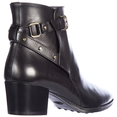 Shop Tod's Women's Leather Ankle Boots Booties In Black