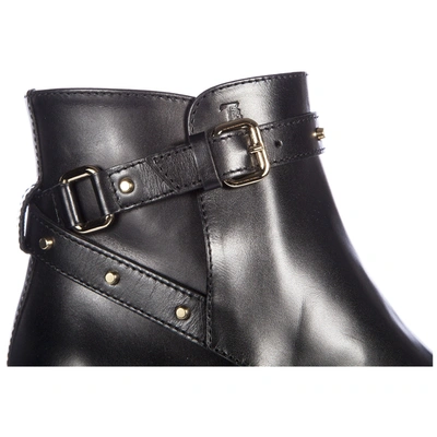 Shop Tod's Women's Leather Ankle Boots Booties In Black