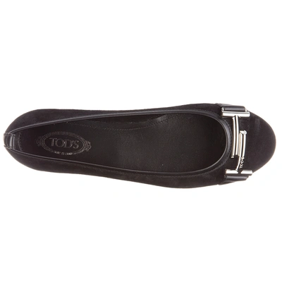 Shop Tod's Double T Ballet Flats In Black