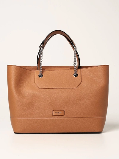 Shop Lancel Ninon  Bag In Grained Leather In Camel
