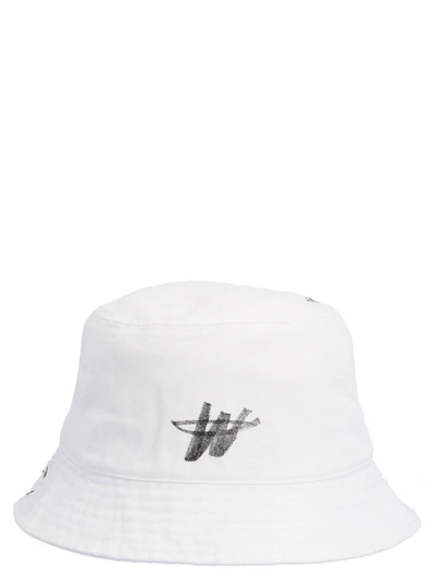 Shop We11 Done We11done Allover Logo Bucket Hat In White