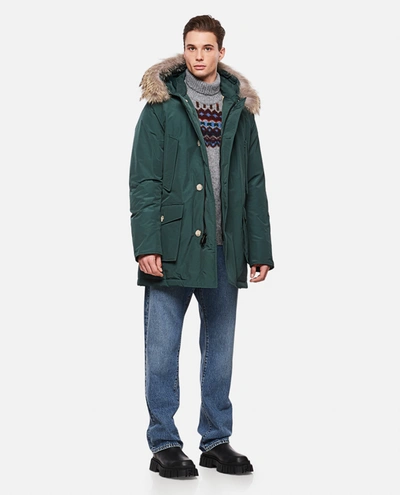 Shop Woolrich Arctic Parka With Removable Fur In Green