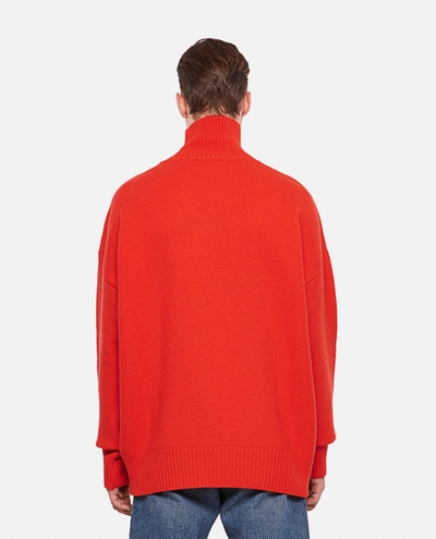 Shop Ami Alexandre Mattiussi Ami Paris Ami De Coeur Turtleneck Wool  Sweater In Red