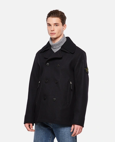 Stone Island Panno Speciale Peacot Short Coats In Black | ModeSens
