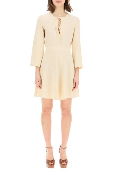 Shop See By Chloé See By Chloe Crepe Dress With Bows In Beige
