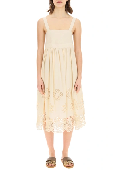 Shop See By Chloé See By Chloe Guipure Dress In Beige