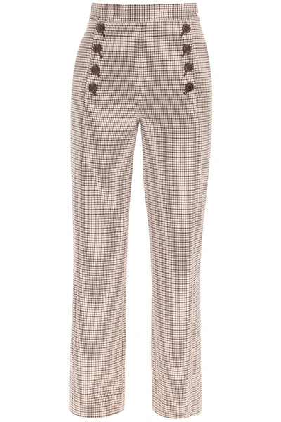 Shop See By Chloé See By Chloe Sailor Houndstooth Check Trousers In Mixed Colours