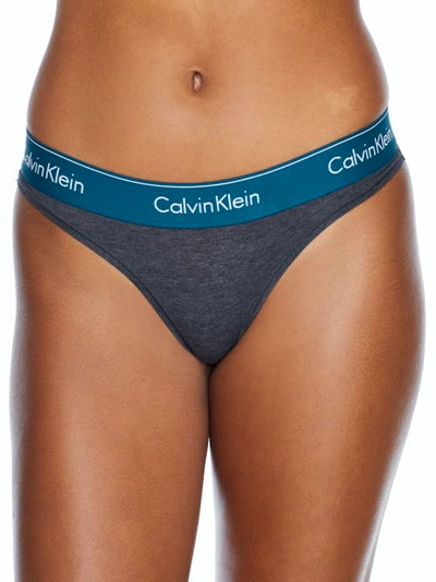 Shop Calvin Klein Modern Cotton Thong In Charcoal Heather