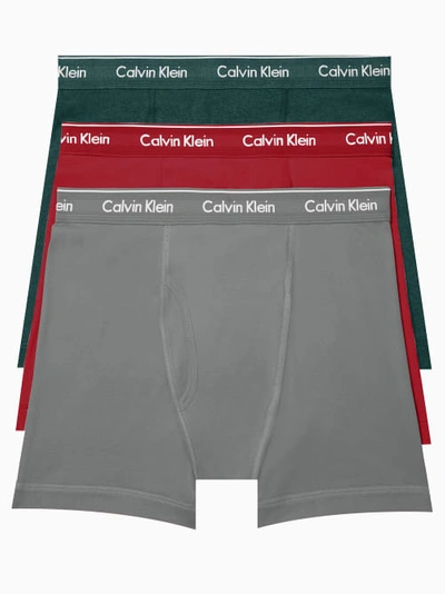Shop Calvin Klein Cotton Classics Boxer Brief 3-pack In Green,red,grey