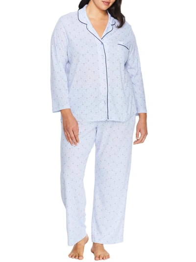 Karen Neuburger Plus Size Midnight Blooms Girlfriend Knit Pajama Set In Nebula  Foulard | ModeSens