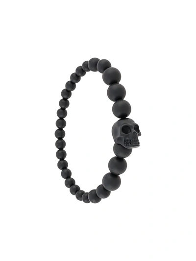 Shop Alexander Mcqueen Skull Beaded Bracelet In Nero