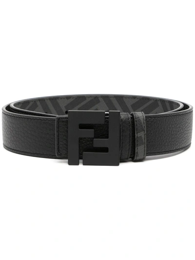 Shop Fendi Reversible Logo-buckle Belt In Black