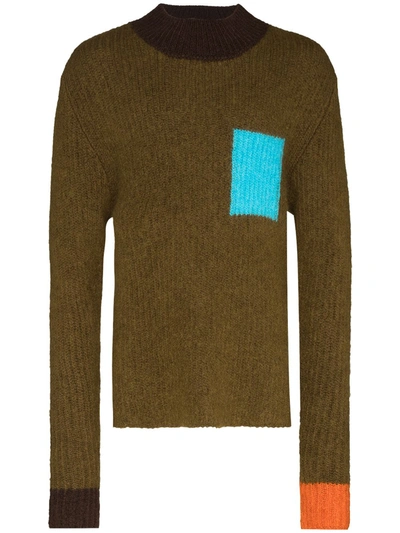 Shop Jacquemus Colourblock Ribbed Jumper In Brown