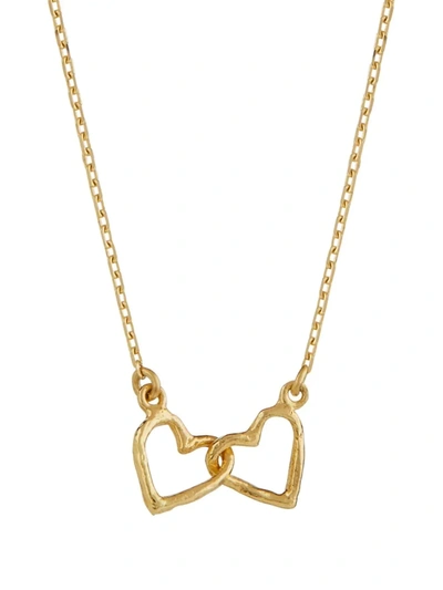 Shop Alex Monroe 18kt Yellow Gold Teeny Tiny Linked Heart Necklace