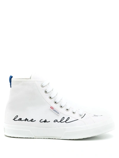 Shop Blue Bird Shoes Slogan High-top Sneakers In White