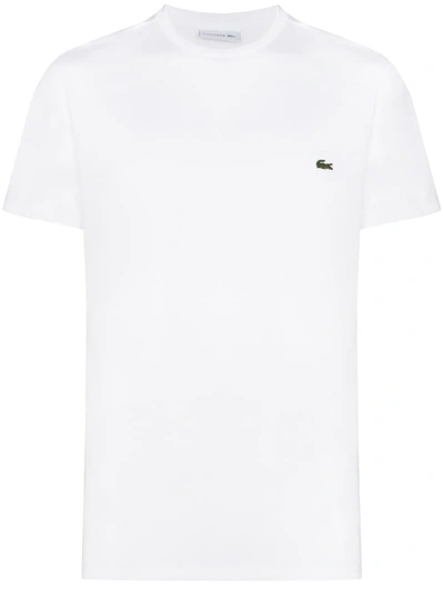 Shop Lacoste Logo-embroidered Crew-neck T-shirt In White
