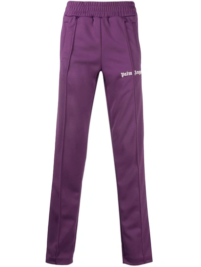Shop Palm Angels Side-stripe Logo-print Track Pants In Purple
