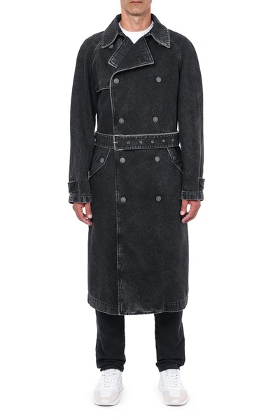 Shop Diesel Fashion Show Denim Trench Coat In Black