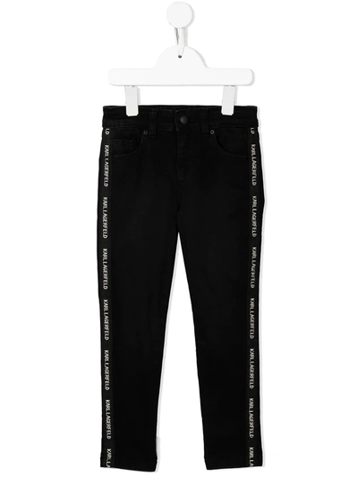 Shop Karl Lagerfeld Logo-tape Straight-leg Jeans In Black