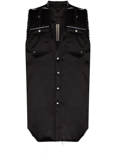 Shop Rick Owens Outershirt Unfinished Gilet In Black