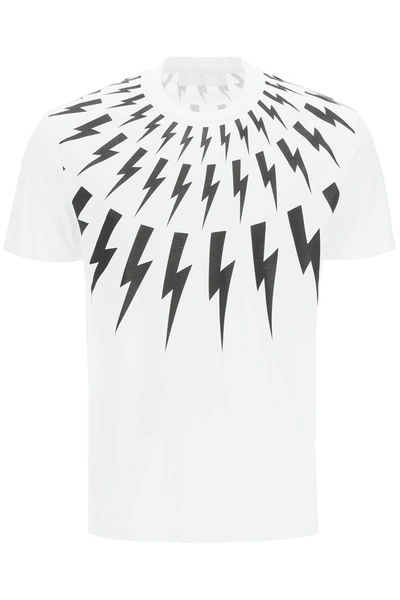 Shop Neil Barrett Fair-isle Thunderbolt T-shirt In Mixed Colours