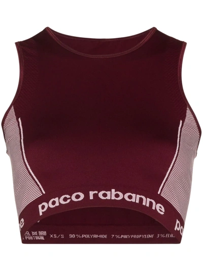 Shop Rabanne Logo Waistband Sports Bra In Red