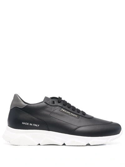 Shop Philipp Plein Leather Low-top Sneakers In Black