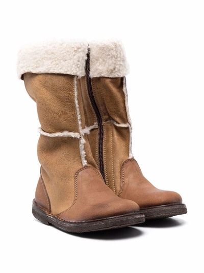Shop Pèpè Shearling-lined Snow Boots In Brown