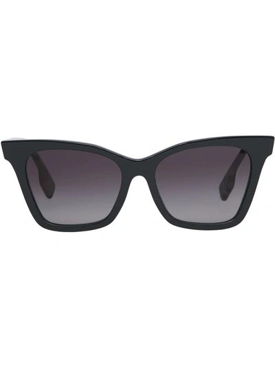Shop Burberry Vintage-check Print Sunglasses In Grey