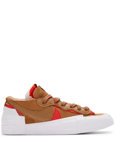 Nike Mens Light British Tan Univer Sacai X Blazer Low Leather And Suede Low-top Trainers 7.5 In Brown