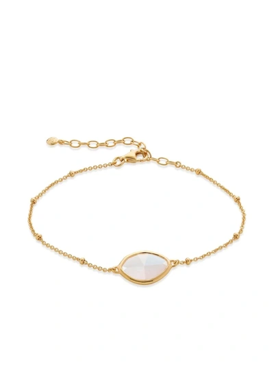 Shop Monica Vinader Moonstone Petal Bracelet In Gold