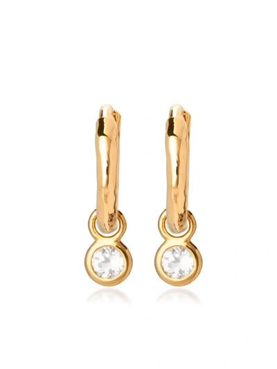 Shop Monica Vinader Mini Gem Huggie Earrings In Gold