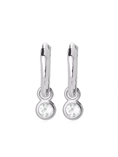 Shop Monica Vinader Mini Gem Huggie Earrings In Silver