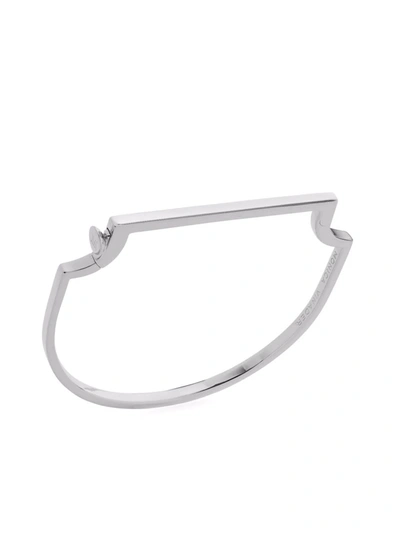 Shop Monica Vinader Signature Skinny Bangle In Silver