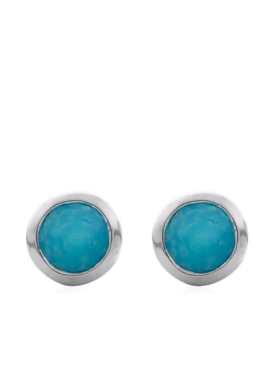 Monica Vinader Siren Mini Gem Recycled 18ct Sterling-silver And Turquoise Stud Earrings In Silver