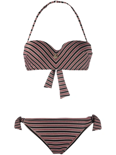 Shop Emporio Armani Striped Bikini Set In Red