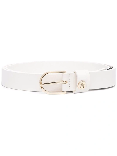 Shop Tommy Hilfiger Logo-plaque Leather Belt In White