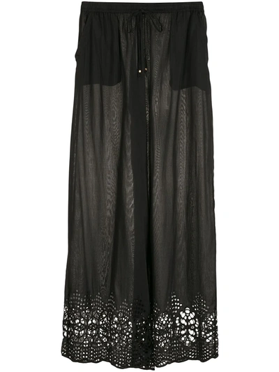 Shop Amir Slama Broderie-anglaise Palazzo Pants In Black