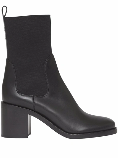 Shop Burberry Block-heel Chelsea Boots In Black