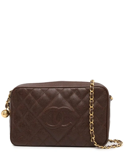 Pre-owned Chanel 1995 Diamond-quilted Cc Camera Bag In Brown