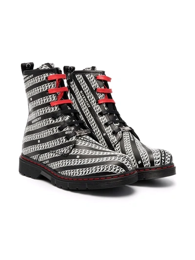 Shop Givenchy Chain-print Ankle Boots In Black