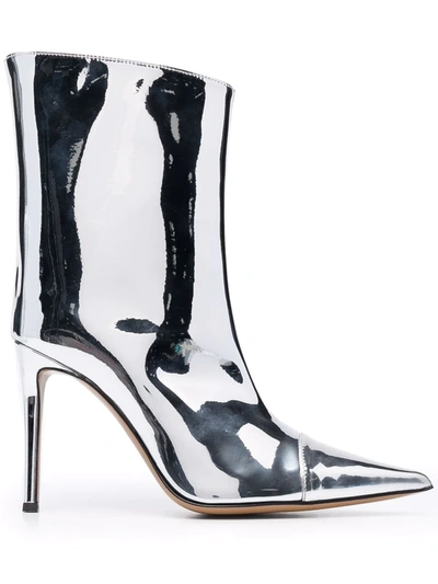 Shop Alexandre Vauthier Metallic-effect Ankle Boots In Silver
