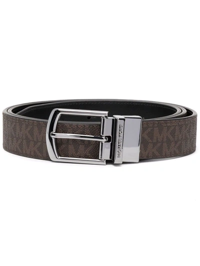 Shop Michael Kors Monogram Print Belt In Brown