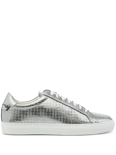 Givenchy Urban Street Monogram Metallic Leather Sneakers In Silver 
