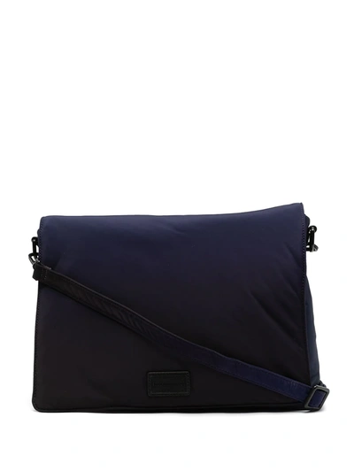 Shop Emporio Armani Padded Messenger Bag In Blue